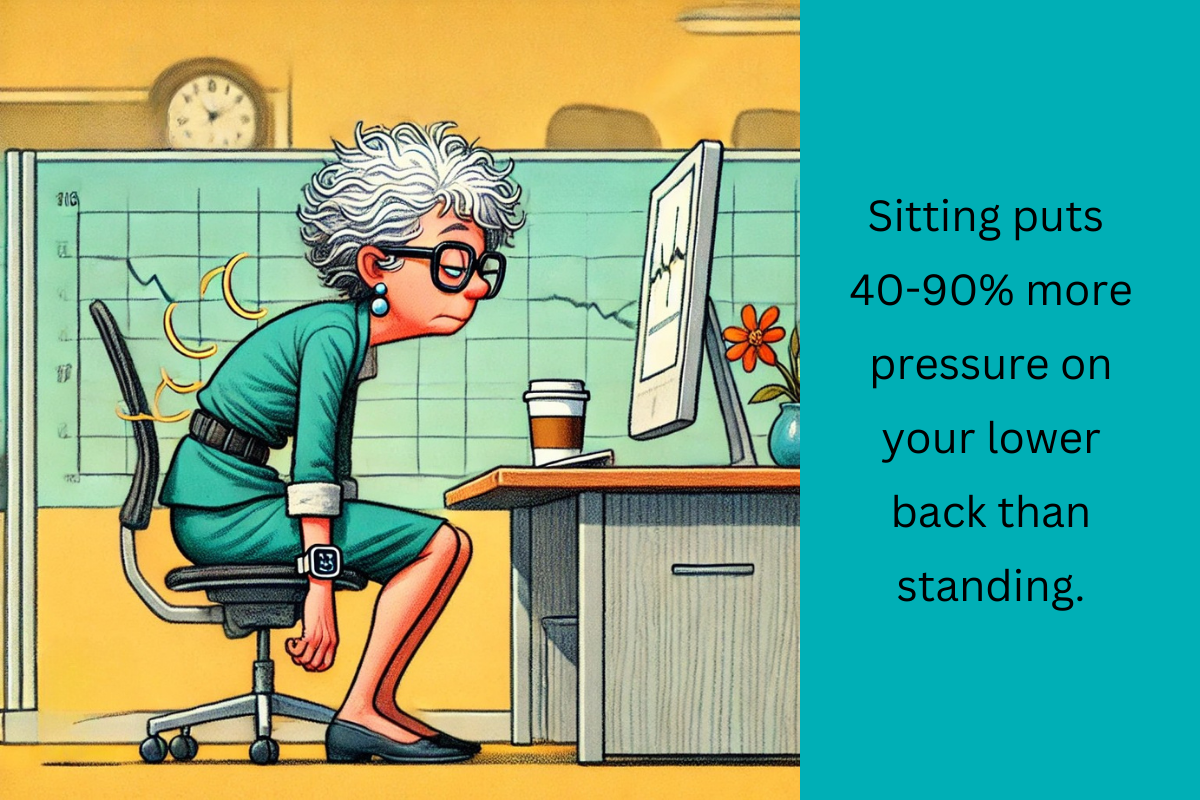 Sitting puts more pressure on your lower back than standing